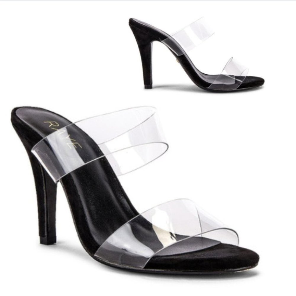 RAYE Clear PVC & Black Suede Lina Heel in Black